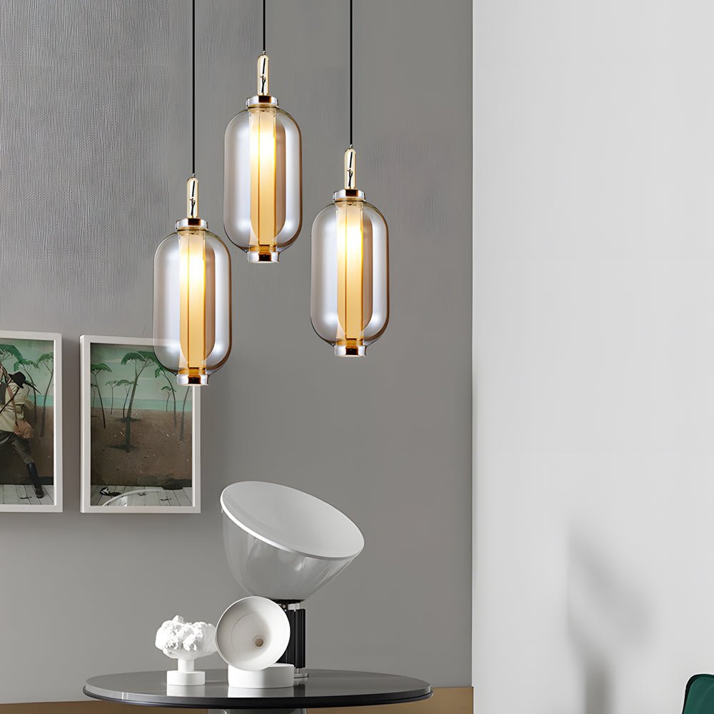 Amber Glass Pendant Light, Post-Modern
