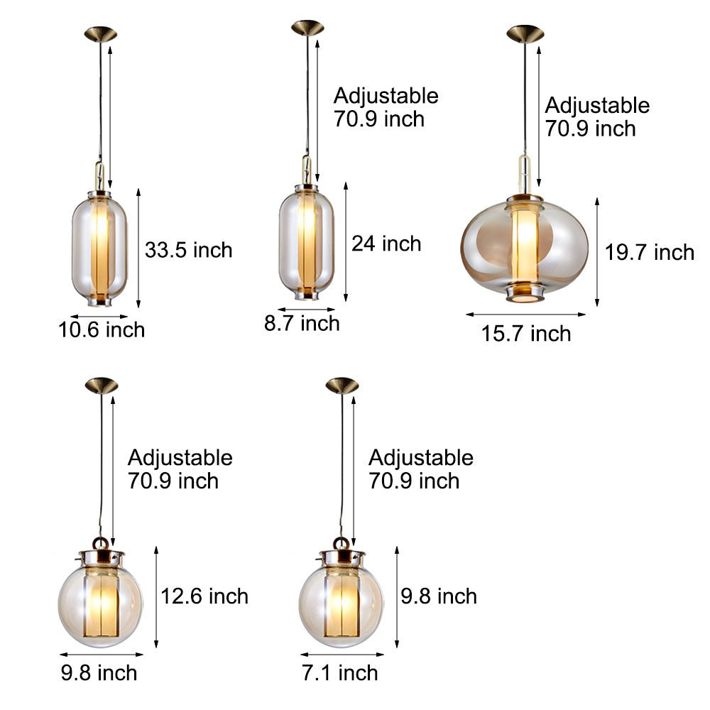 Amber Glass Pendant Light, Post-Modern
