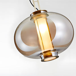 Amber Glass Pendant Light, Post-Modern