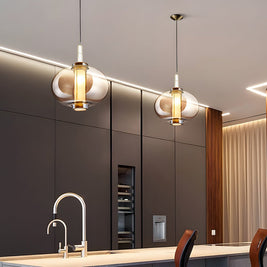 Amber Glass Pendant Light, Post-Modern