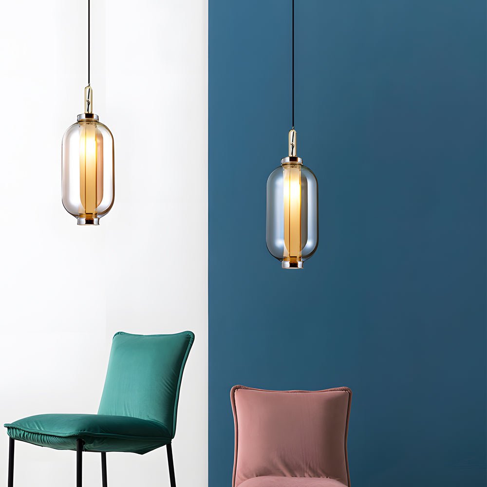 Amber Glass Pendant Light, Post-Modern