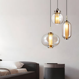 Amber Glass Pendant Light, Post-Modern