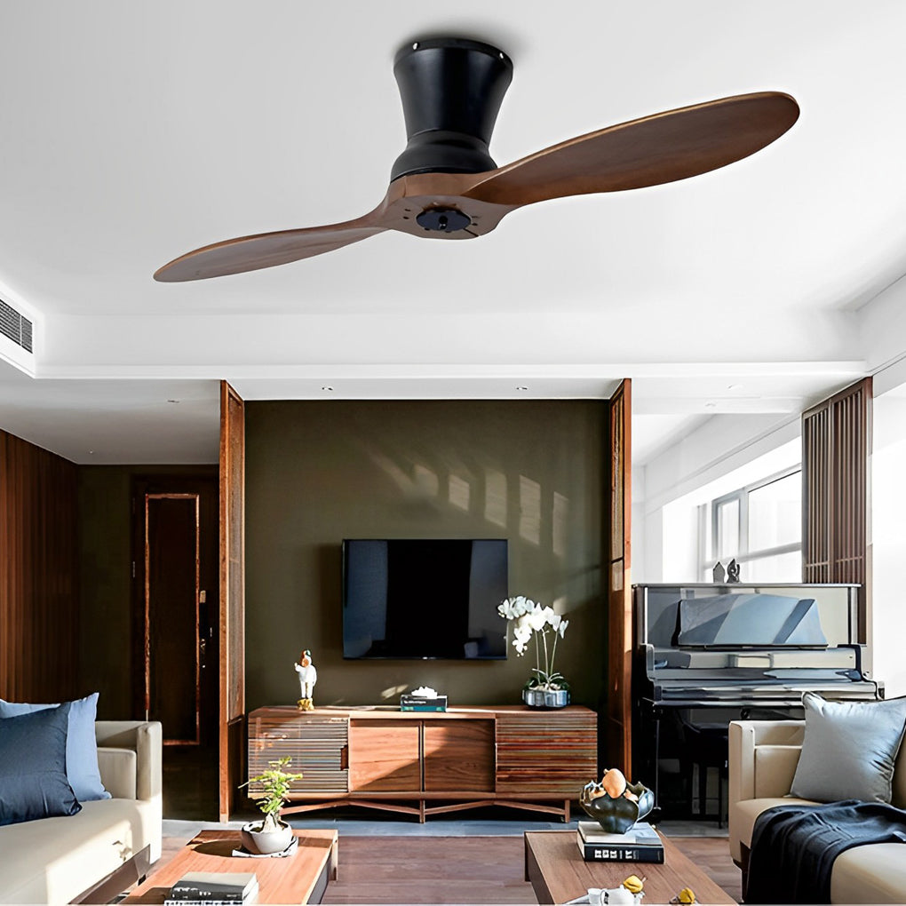 Wood Blade LED Ceiling Fan with Remote