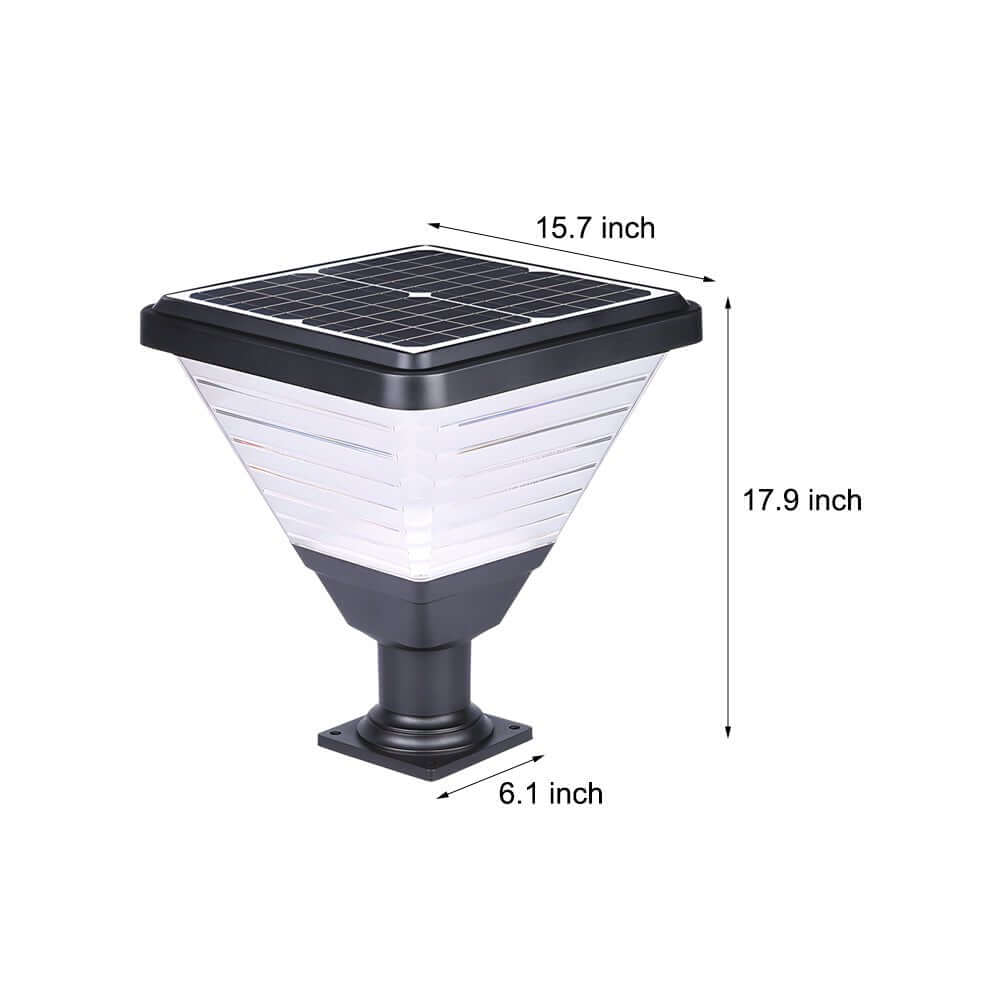 17.9" Black Square Solar Pier Post Light