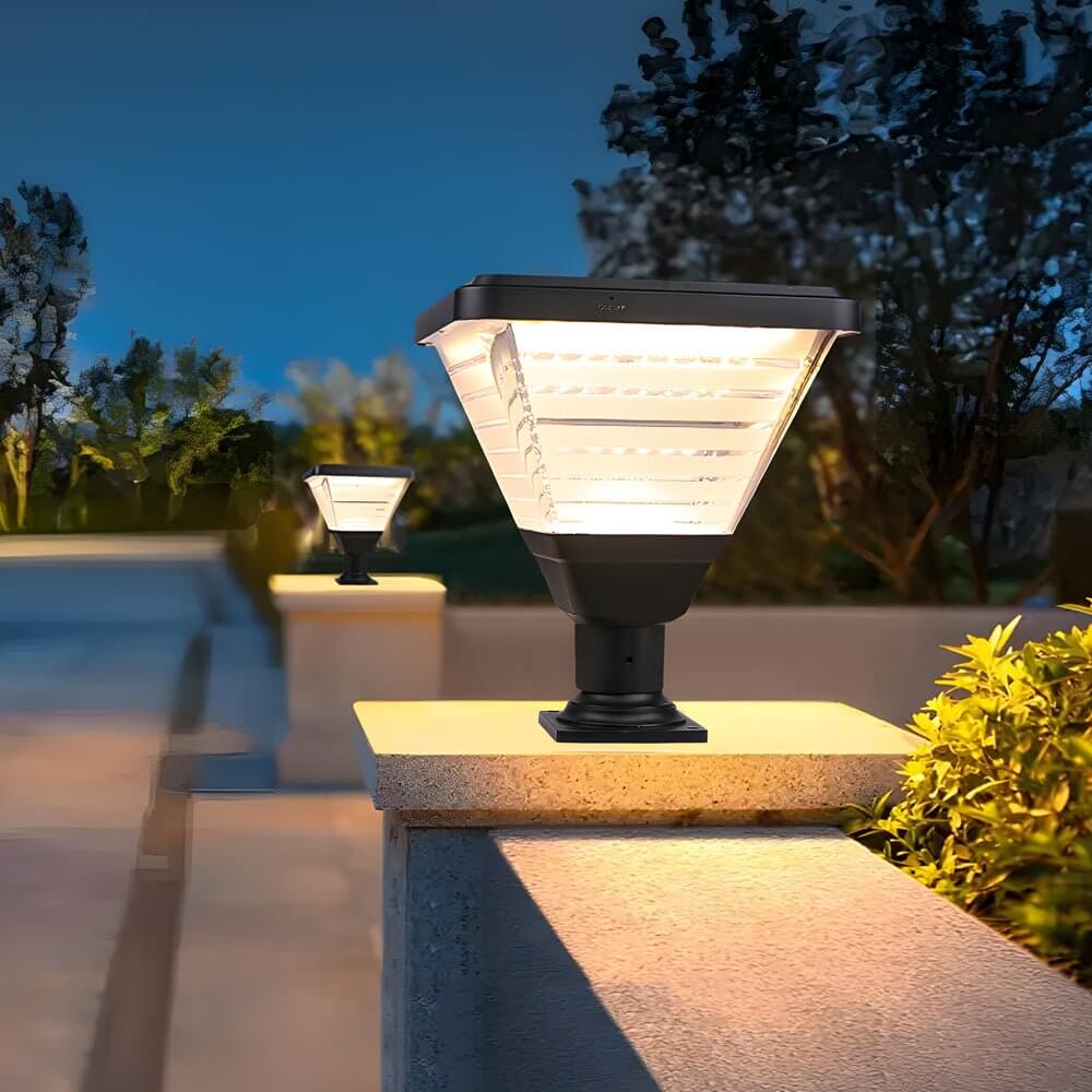 17.9" Black Square Solar Pier Post Light