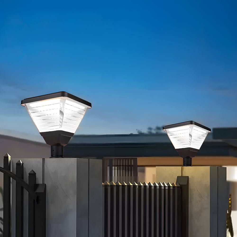 17.9" Black Square Solar Pier Post Light
