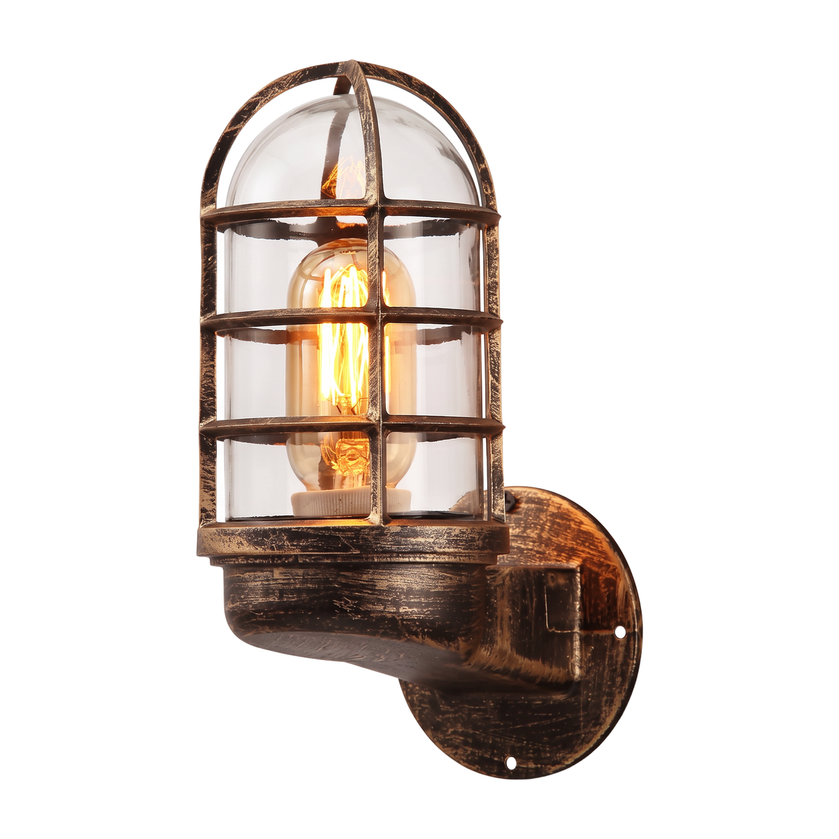 Industrial Half-Capsule Glass Wall Lamp - Bathroom Sconce Lighting Fixture