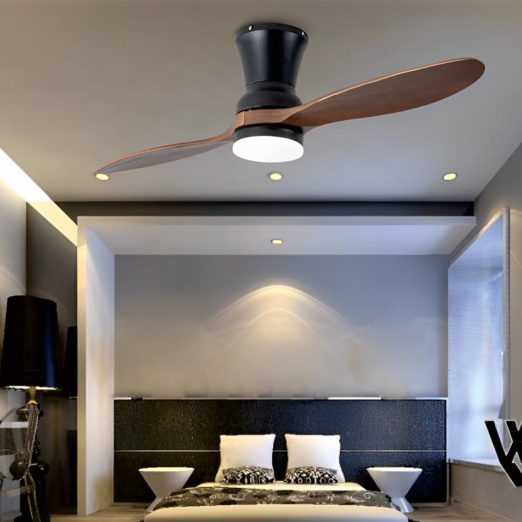 Wood Blade LED Ceiling Fan with Remote