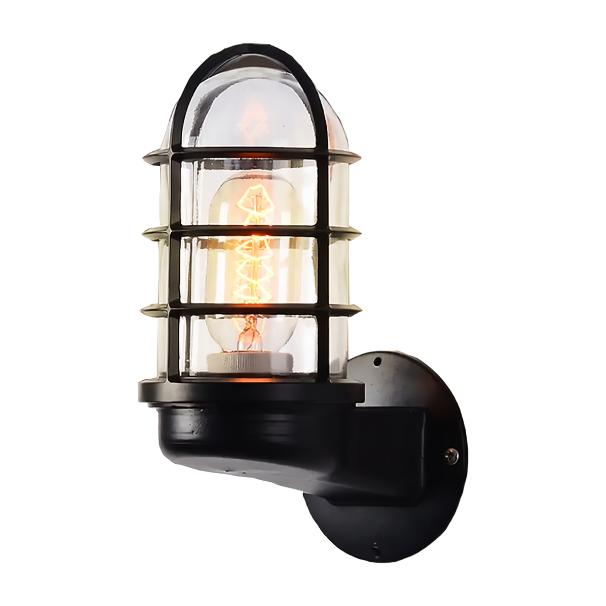 Industrial Half-Capsule Glass Wall Lamp - Bathroom Sconce Lighting Fixture