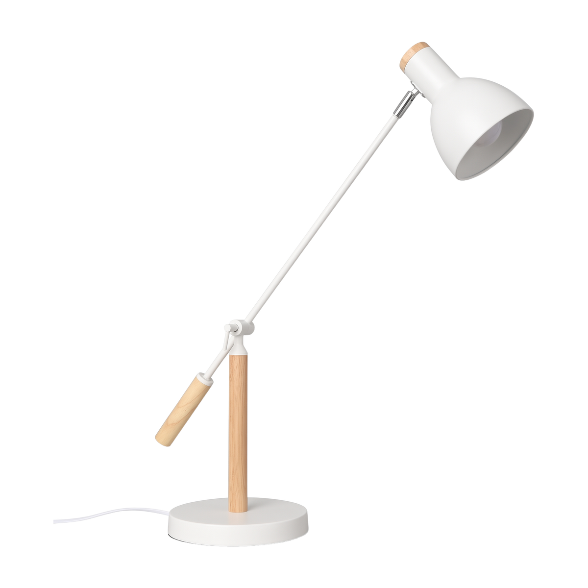 Adjustable Rotatable Wood and Metal Reading Desk Lamp for Modern Spaces