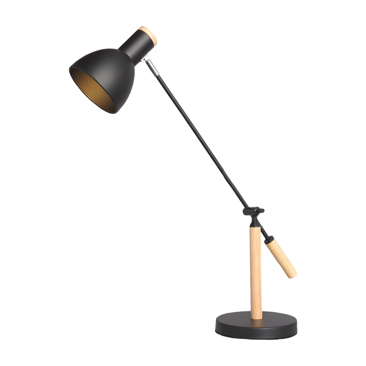 Adjustable Rotatable Wood and Metal Reading Desk Lamp for Modern Spaces
