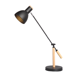 Adjustable Rotatable Wood and Metal Reading Desk Lamp for Modern Spaces