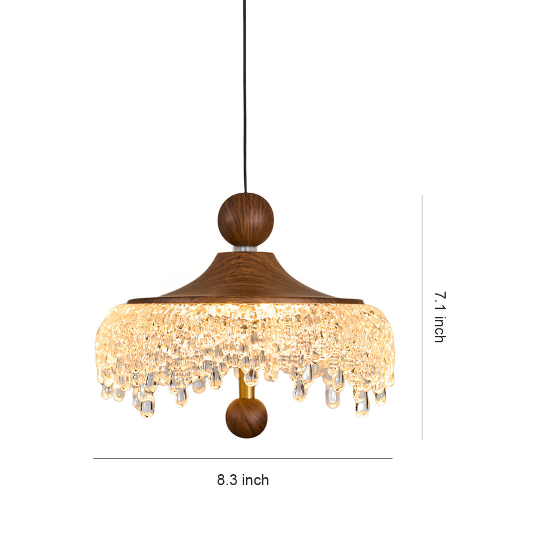 Walnut Teardrop Pendant Light, Dimmable