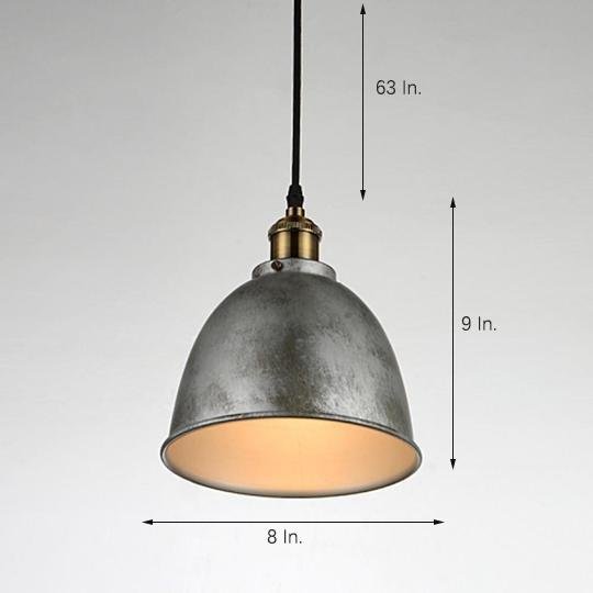 8 in. Rustic Dome Pendant Light, White Metal