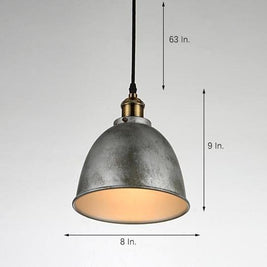 8 in. Rustic Dome Pendant Light, White Metal