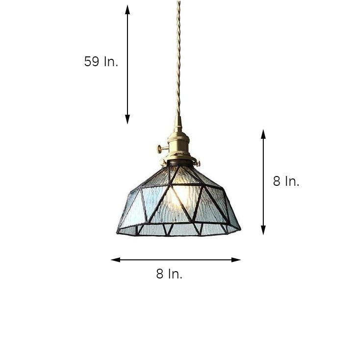 Lantern Glass Pendant Light, Amber or Blue