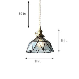 Lantern Glass Pendant Light, Amber or Blue