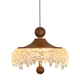 Walnut Teardrop Pendant Light, Dimmable
