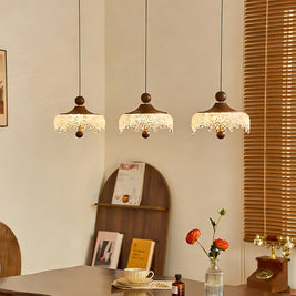Walnut Teardrop Pendant Light, Dimmable