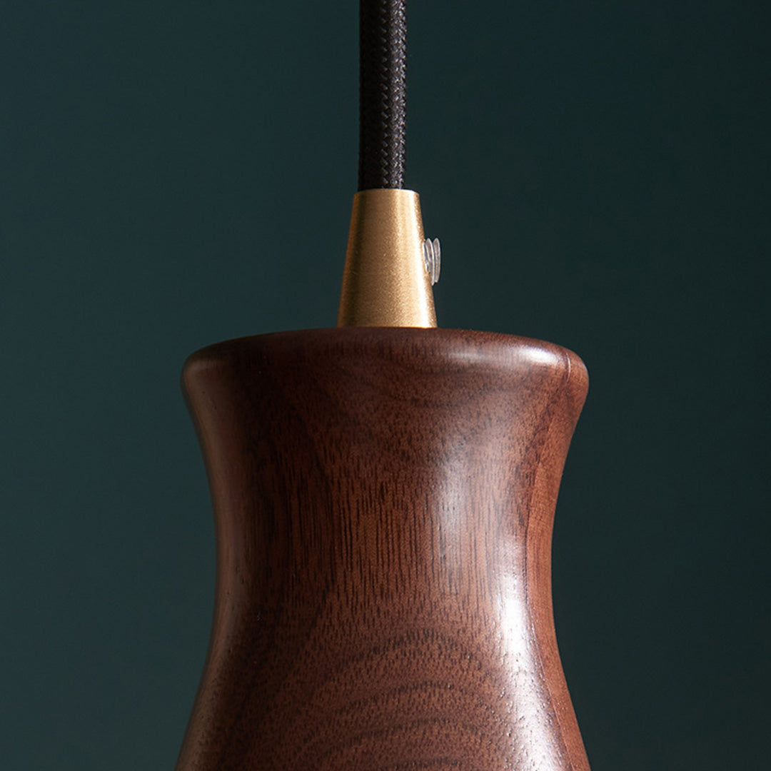 Cracked Glass Pendant Light, Brass & Walnut