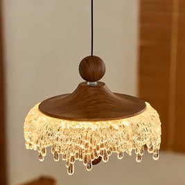 Walnut Teardrop Pendant Light, Dimmable