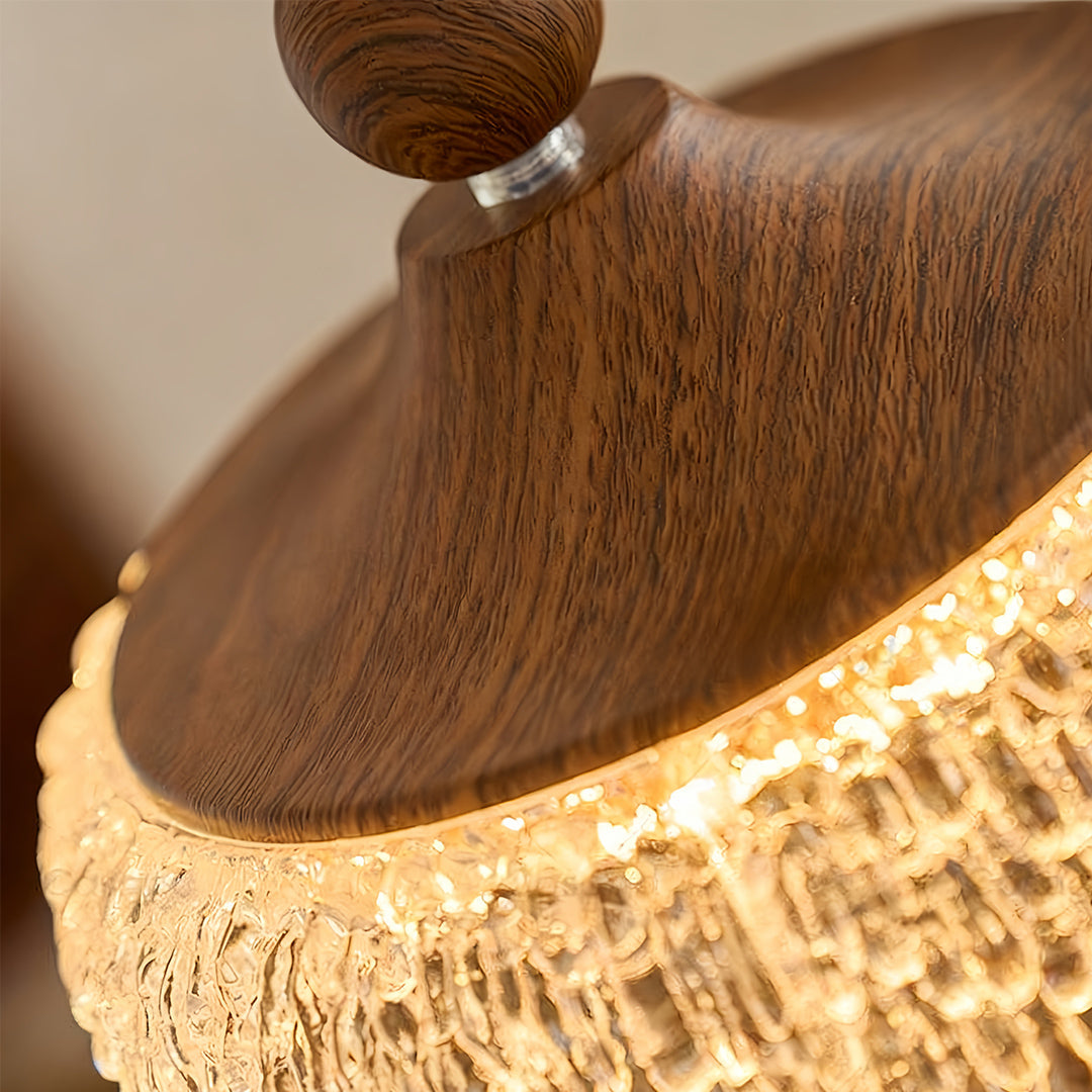 Walnut Teardrop Pendant Light, Dimmable
