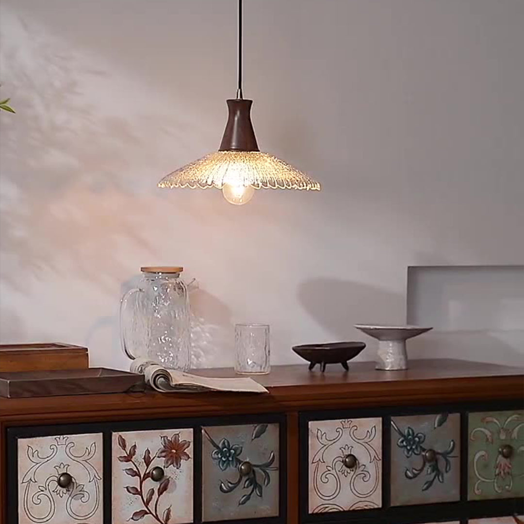 Wabi Sabi Wood & Glass Pendant Light