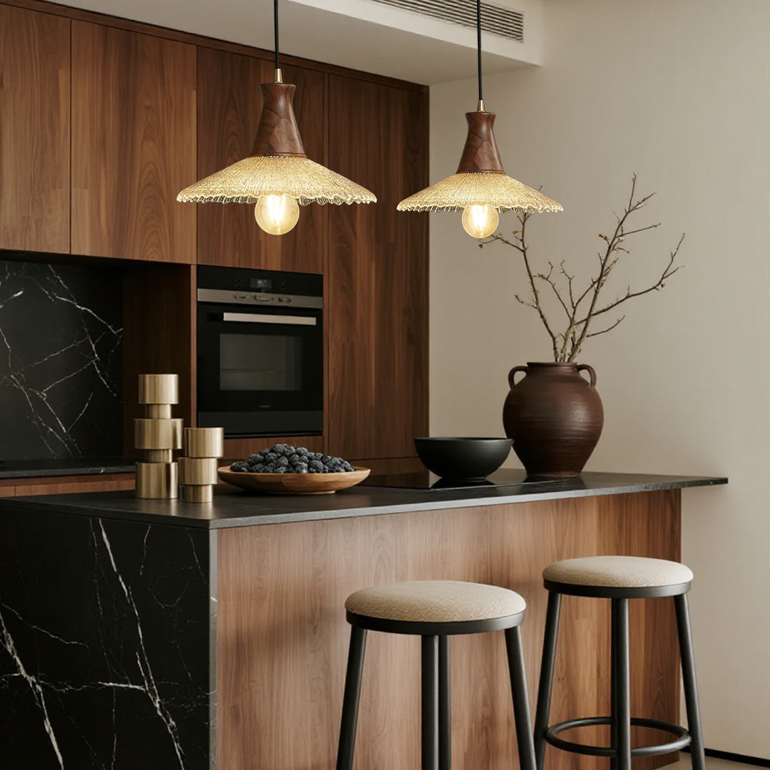 Wabi Sabi Wood & Glass Pendant Light