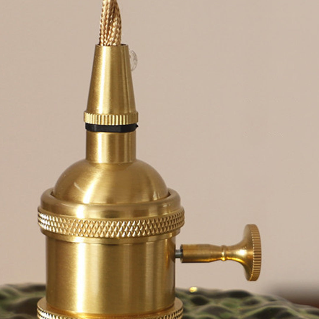 Hammered Glass Pendant Light, Green & Brass