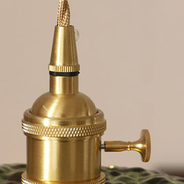 Hammered Glass Pendant Light, Green & Brass