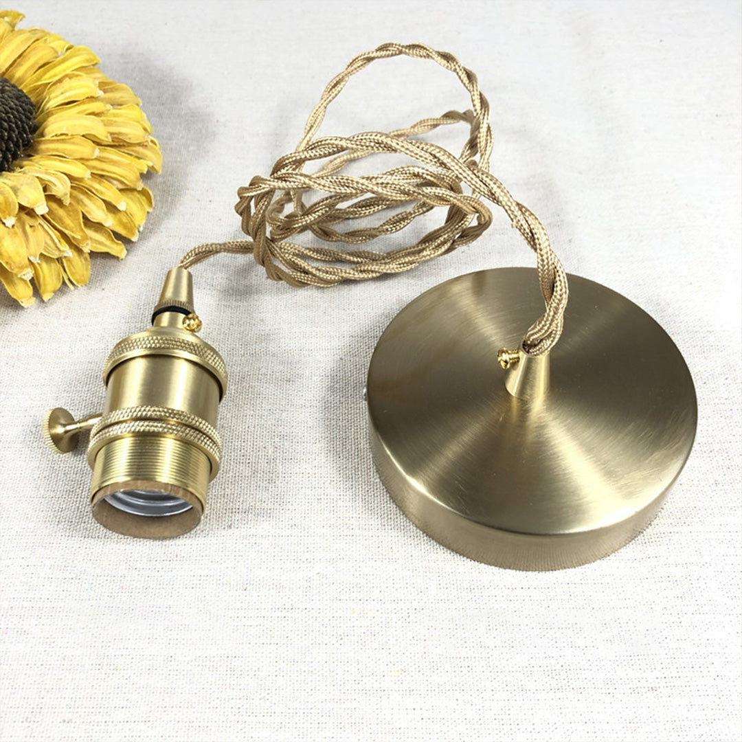 Hammered Glass Pendant Light, Green & Brass