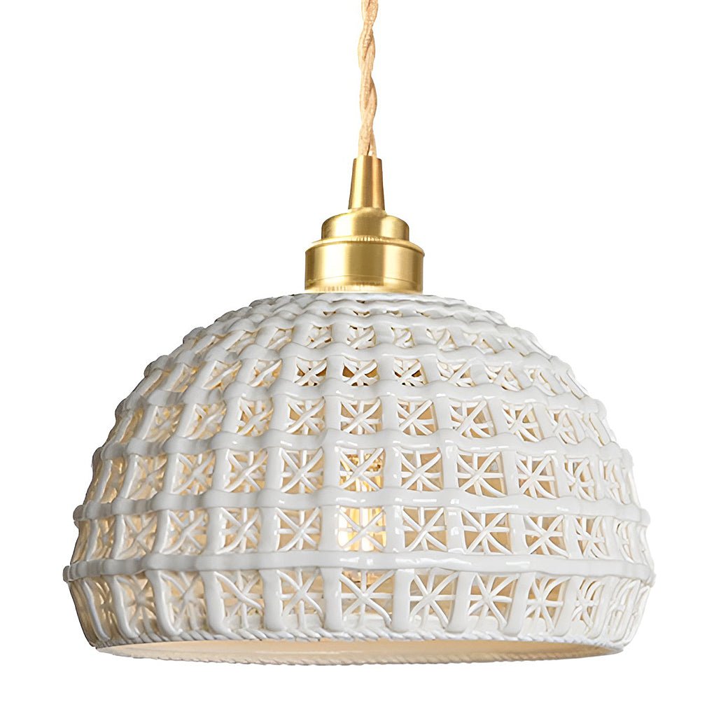 Ceramic Semi Globe Pendant Light, Copper