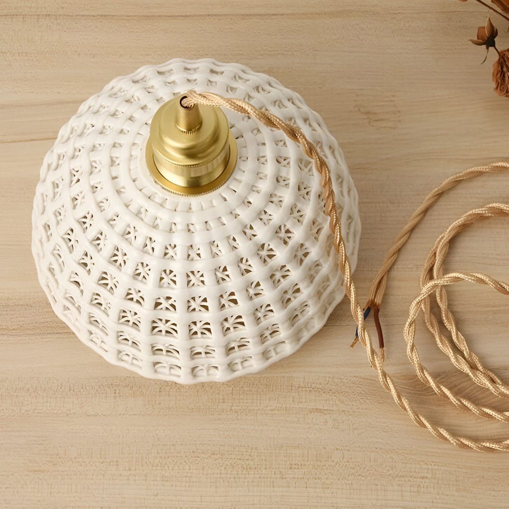 Ceramic Semi Globe Pendant Light, Copper