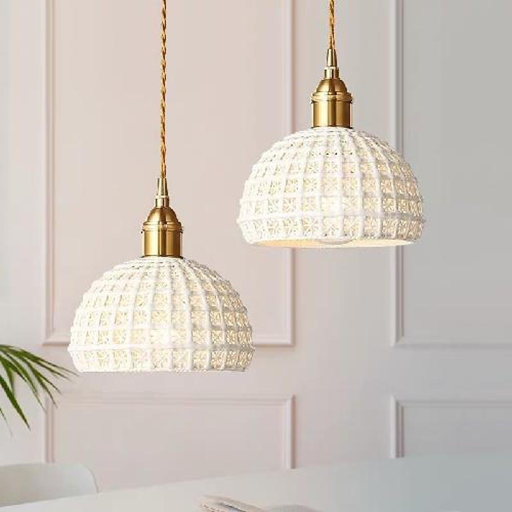 Ceramic Semi Globe Pendant Light, Copper