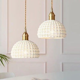 Ceramic Semi Globe Pendant Light, Copper