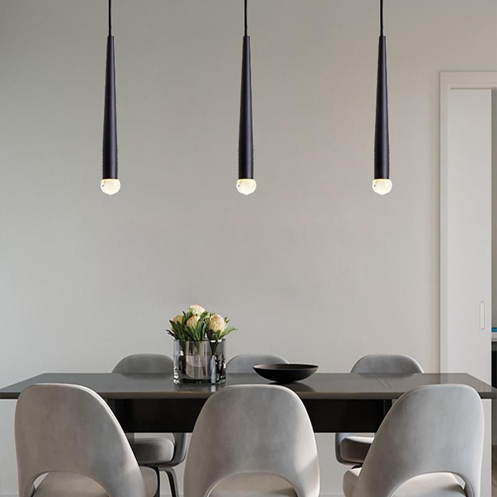 Slim Crystal Cylinder Pendant Light