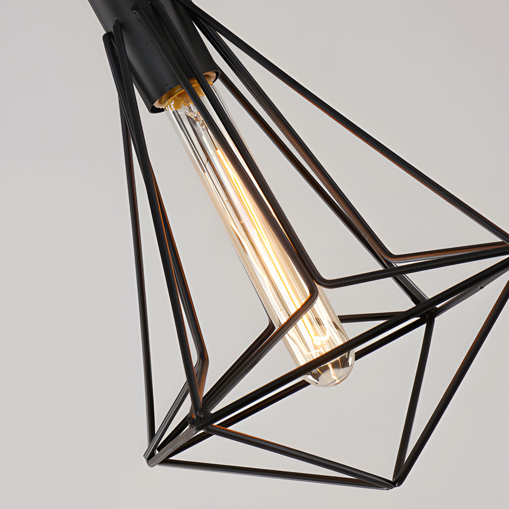 Black Wire Cage Pendant Light, Vintage