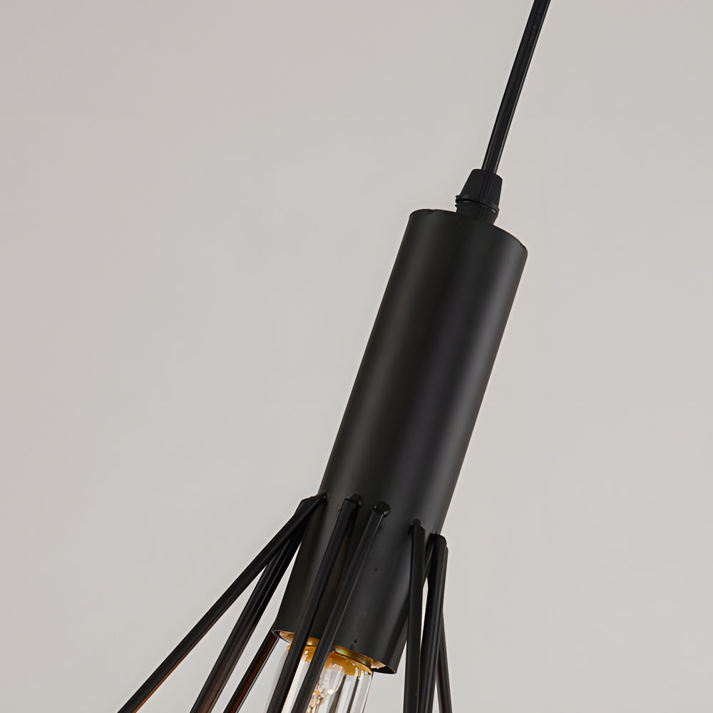 Black Wire Cage Pendant Light, Vintage