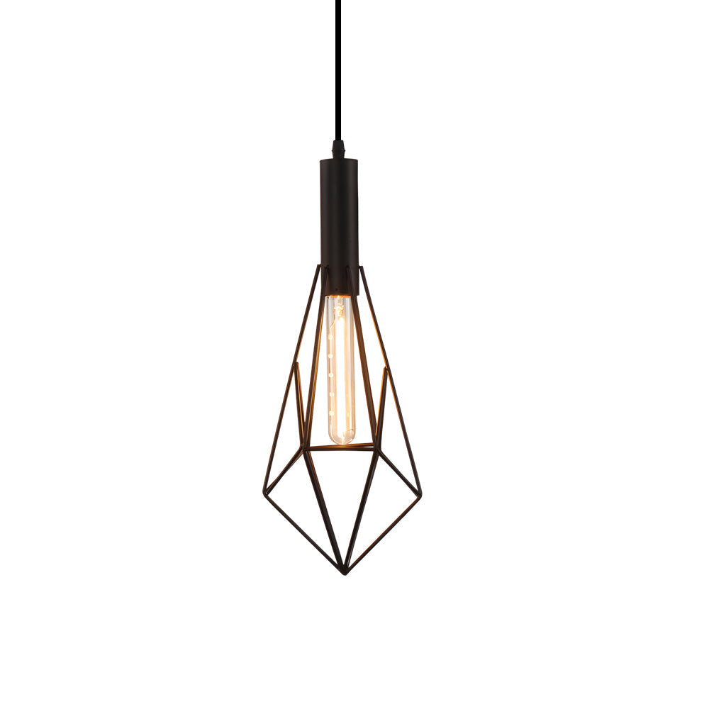 Black Wire Cage Pendant Light, Vintage