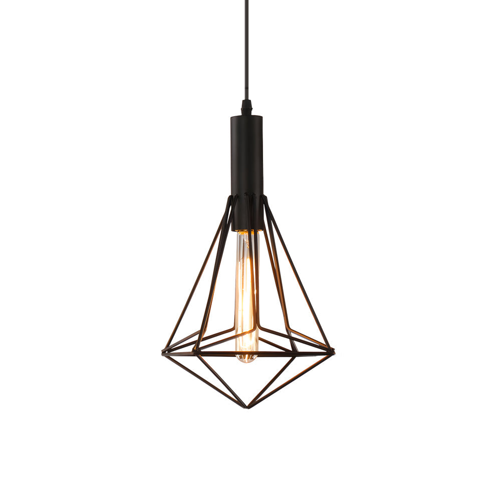 Black Wire Cage Pendant Light, Vintage