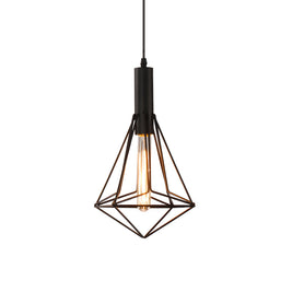 Black Wire Cage Pendant Light, Vintage