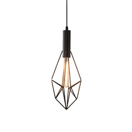 Black Wire Cage Pendant Light, Vintage