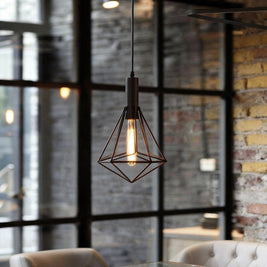 Black Wire Cage Pendant Light, Vintage
