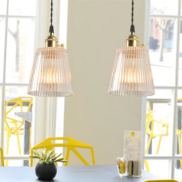 Clear Glass Pendant Light, Brass Minimalist