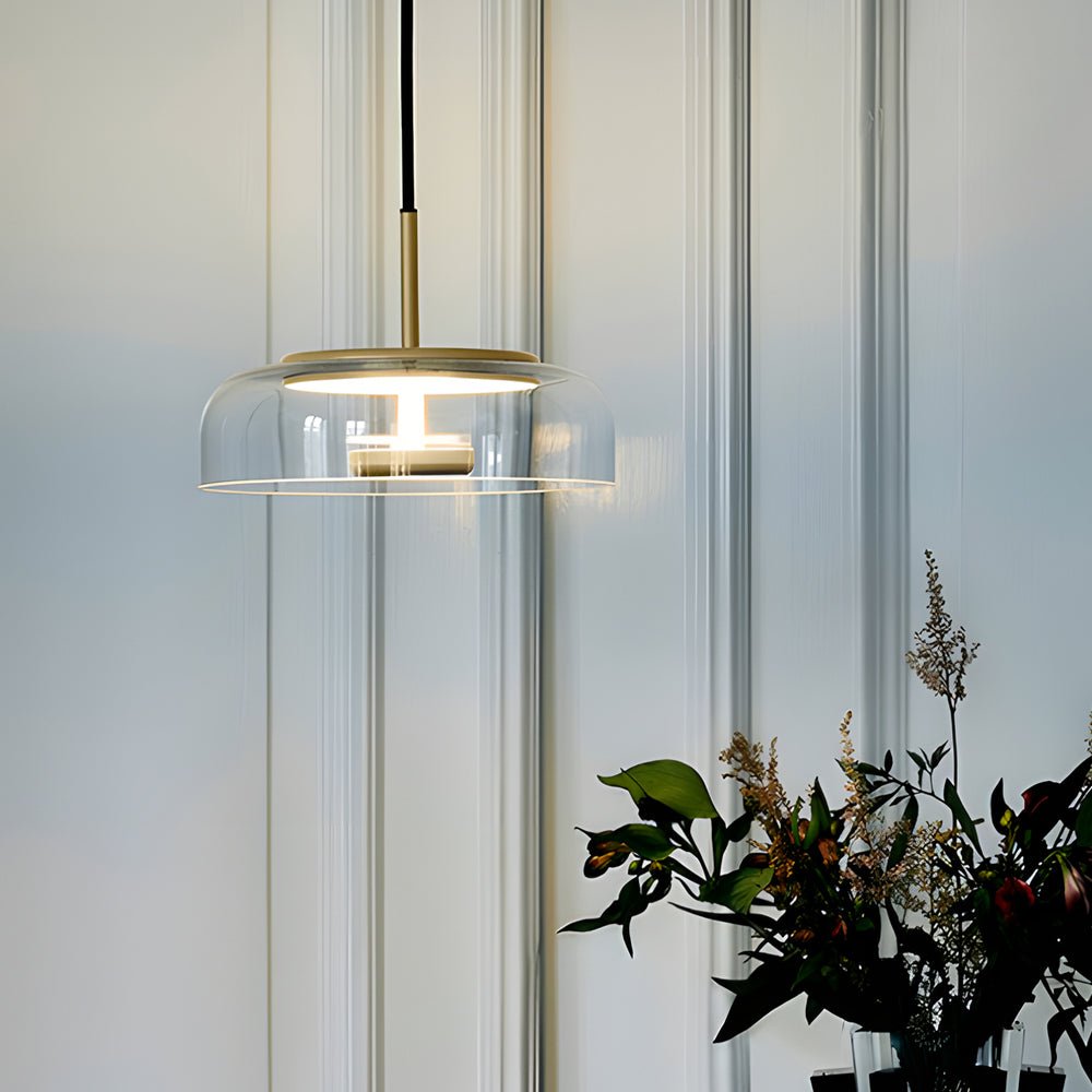 Classic Glass Pendant Light, Cognac or Gray