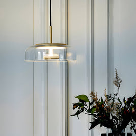 Classic Glass Pendant Light, Cognac or Gray