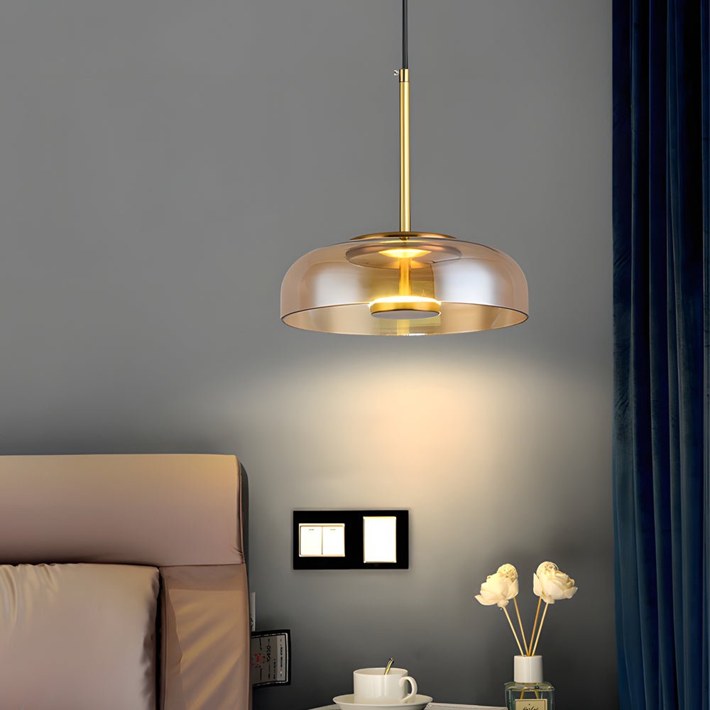 Classic Glass Pendant Light, Cognac or Gray