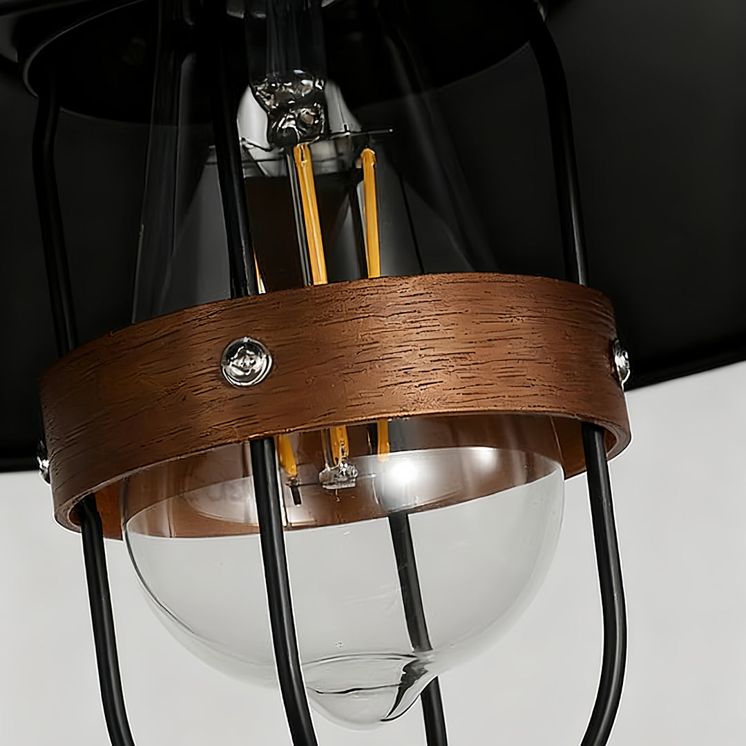 Vintage Black Iron Pendant Light, Farmhouse