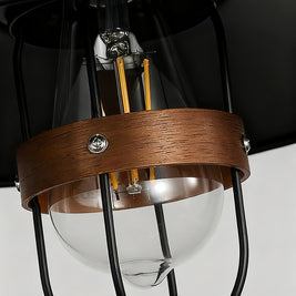 Vintage Black Iron Pendant Light, Farmhouse
