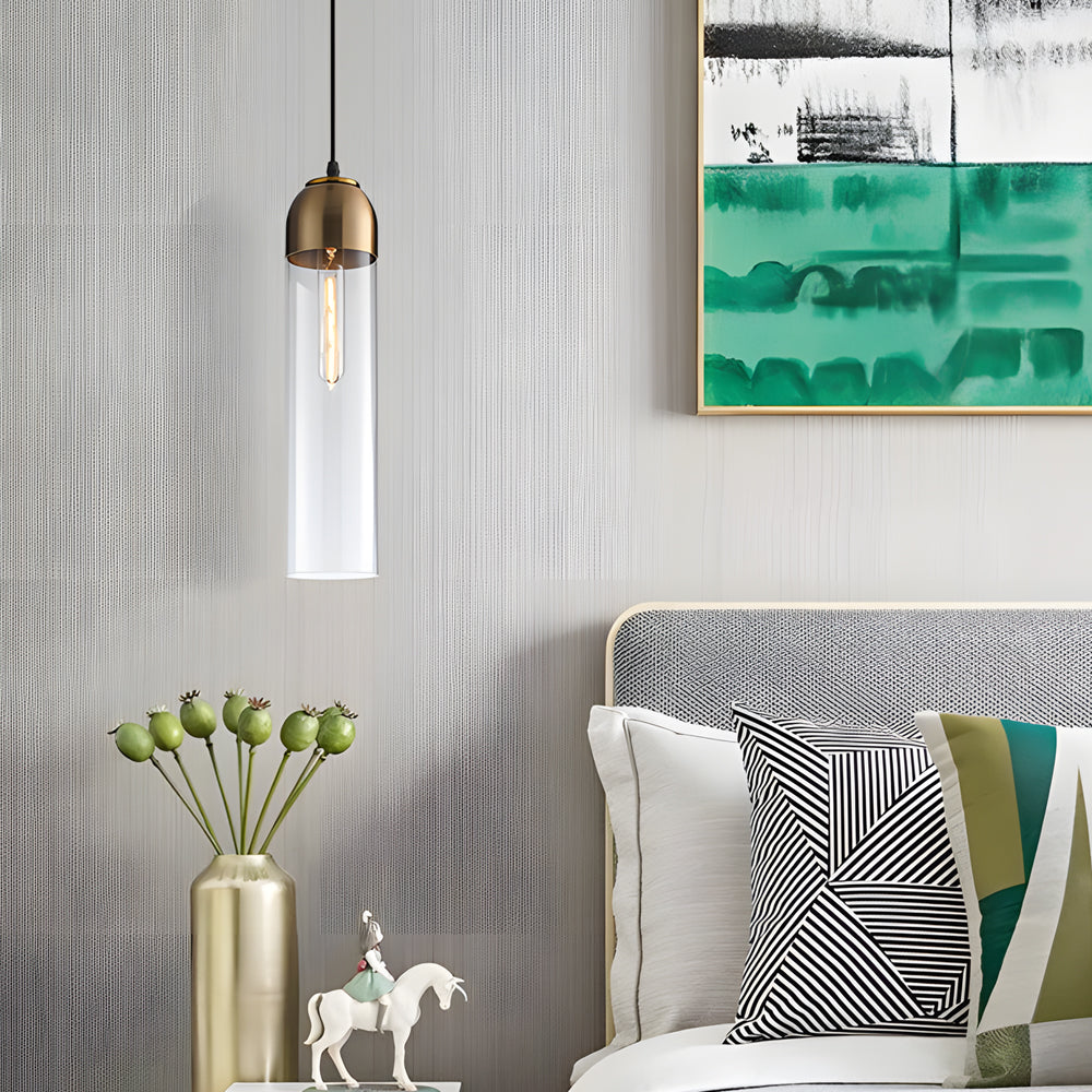 Long Tube Glass Bottle Pendant Light